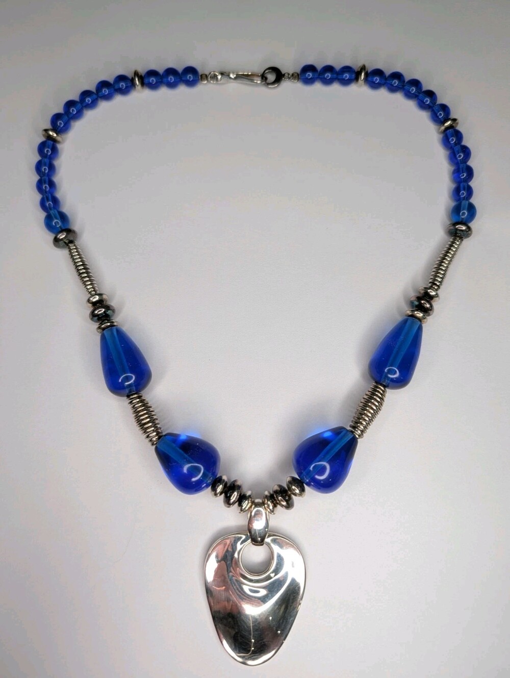 RLM Robert Lee Morris STATEMENT NECKLACE Sterling Silver COBALT BLUE